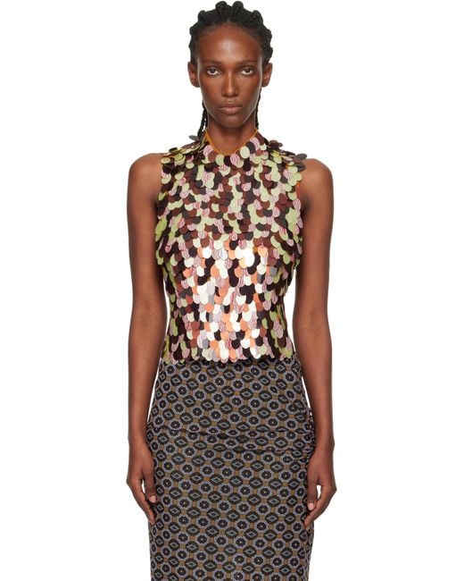 Dries Van Noten Multicolor Sequined Bib Top