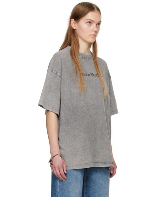 T-shirt gris à effet délavé Acne en coloris Gray