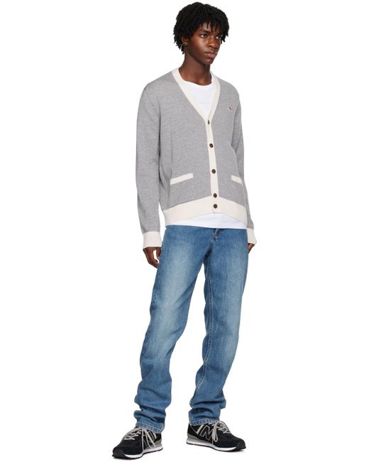 Maison Kitsuné Gray Baby Fox Patch Cardigan in Black for Men