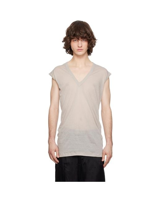Rick Owens Black Off- Temple Deep V Sl T-Shirt for men
