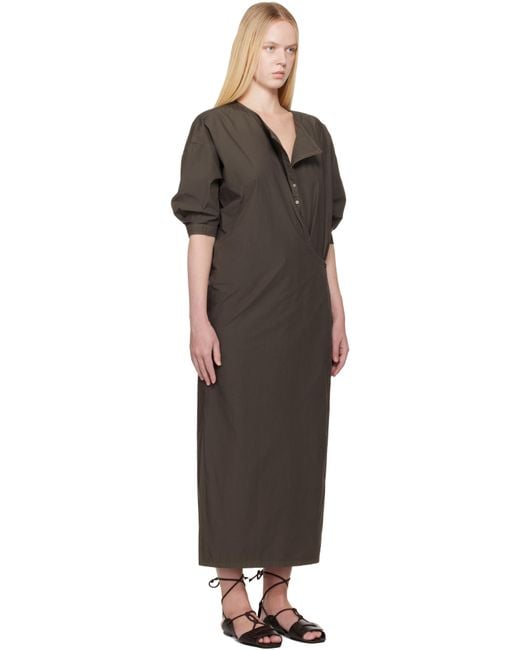 Lemaire Short Sleeve Twisted Midi Dress in Black | Lyst