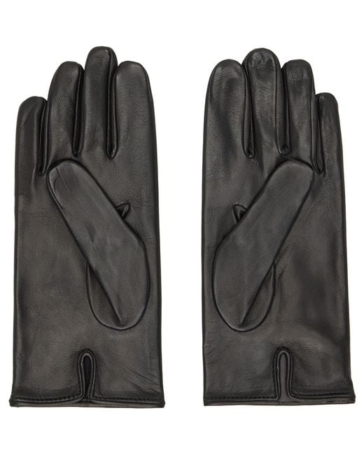 Dries Van Noten Black Leather Gloves for men