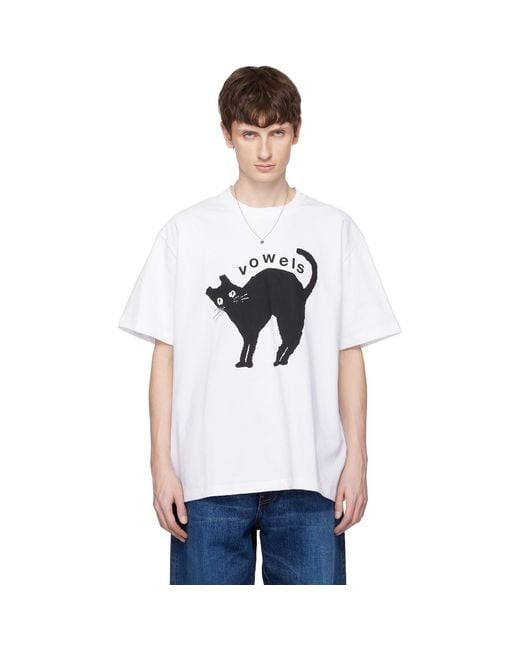 vowels White Kitty T-Shirt for men