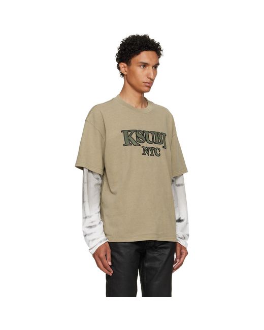 Ksubi Natural Khaki Animalistik Layered L/Ekcess T-Shirt for men