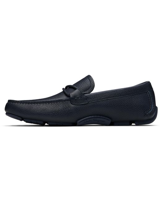 メンズ Ferragamo ネイビー Gancini Ornament ドライビングシューズ Black
