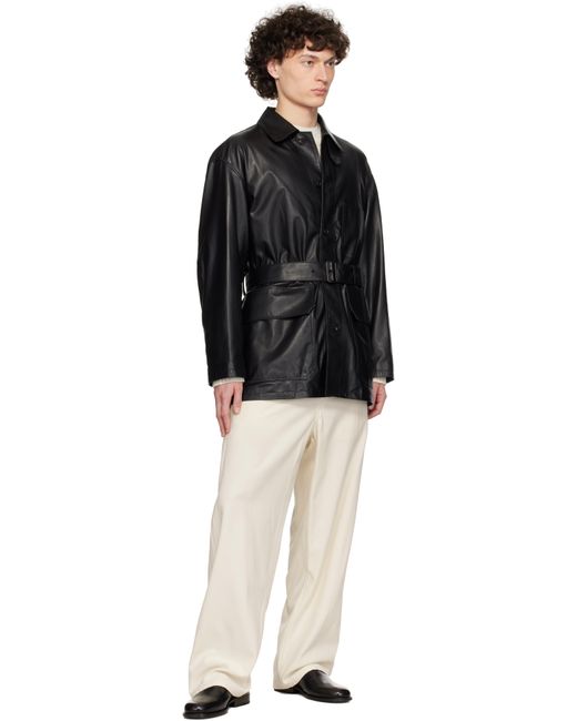 YLÈVE Black Glove Coverall Leather Jacket for men
