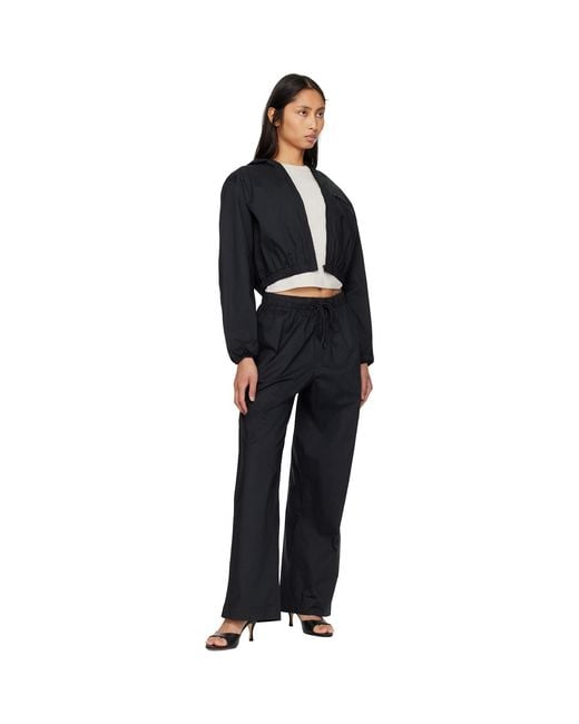 Skims Black Woven Cotton Cropped Zip Up Jacket