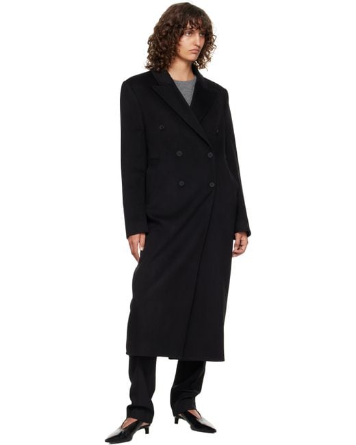 Manteau Long Rosco Noir À Double Boutonnage Loulou de Saison en coloris Black