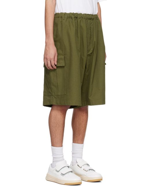 Acne Green Khaki Cargo Pocket Shorts for men