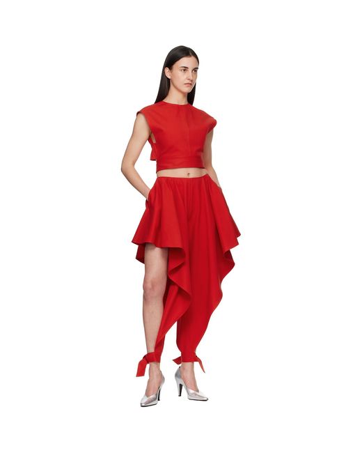 Alaïa Red Belted Cotton Top