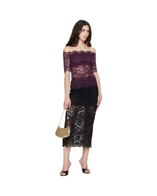Rabanne Purple Short-sleeve Laye Lace Top