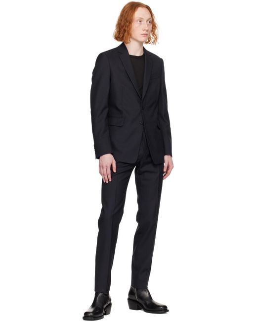 Dries Van Noten Black Navy Slim Fit Suit for men