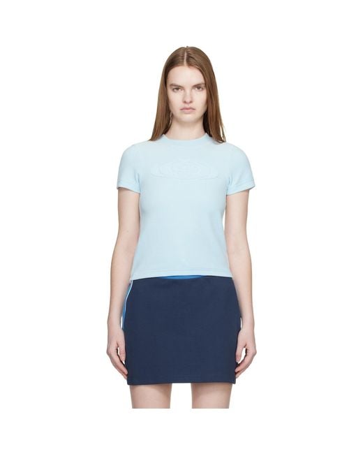 Casablanca Blue Velour Short Sleeve T‑Shirt