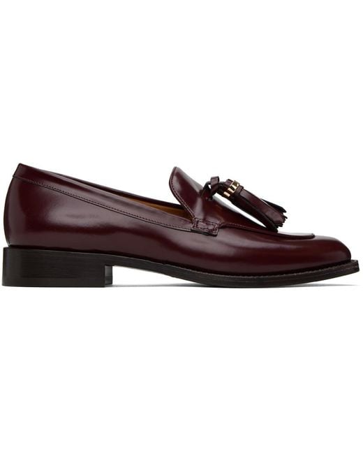 Max Mara Black Burgundy Tassel Loafers