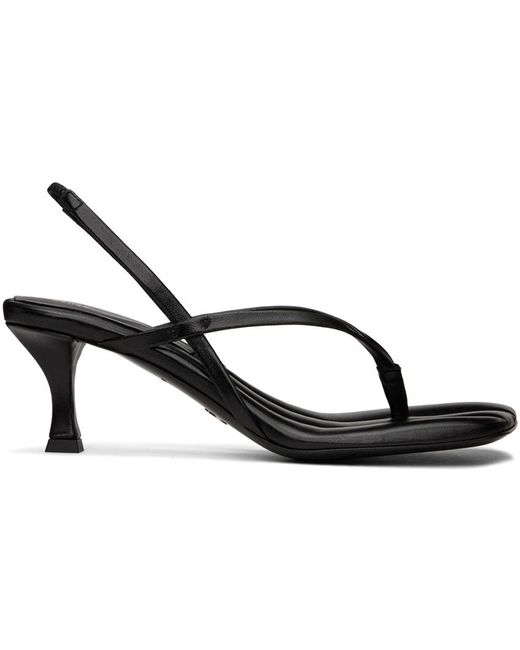 Sandales à talon aiguille noires à bout carré et bride de style tong Proenza Schouler en coloris Black
