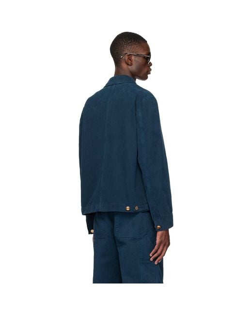 Versace Blue Overdyed Canvas Carpenter Jacket for men