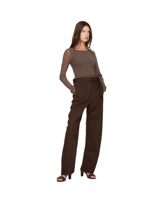 Lemaire Brown Twisted Belted Jeans