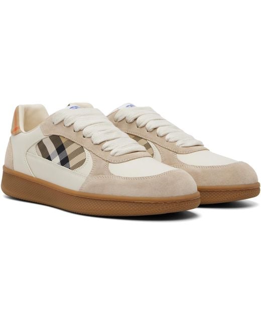 Burberry White Leather Suedecheck Terrace Sneakers for men