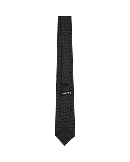 Tom Ford Black Mouline Herringbone Tie for men