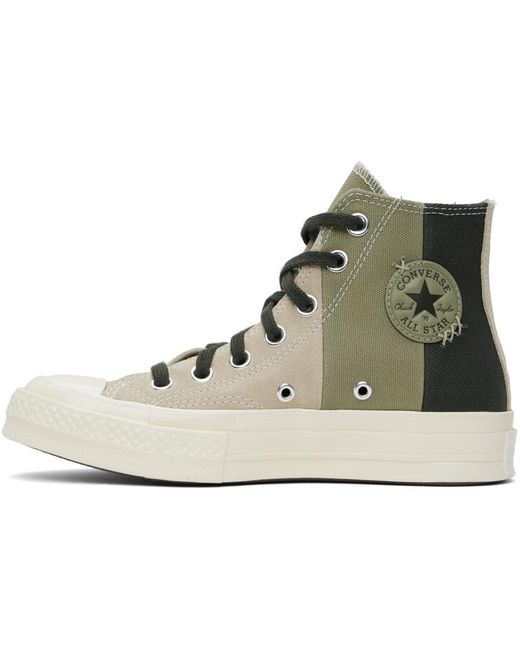 Converse Black Taupe & Green Chuck 70 Patchwork Suede Sneakers
