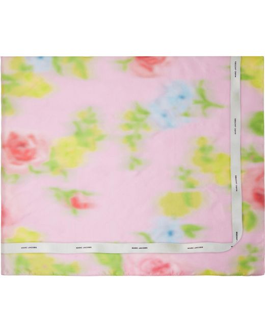 Marc Jacobs Pink Blurred Floral Silk Scarf
