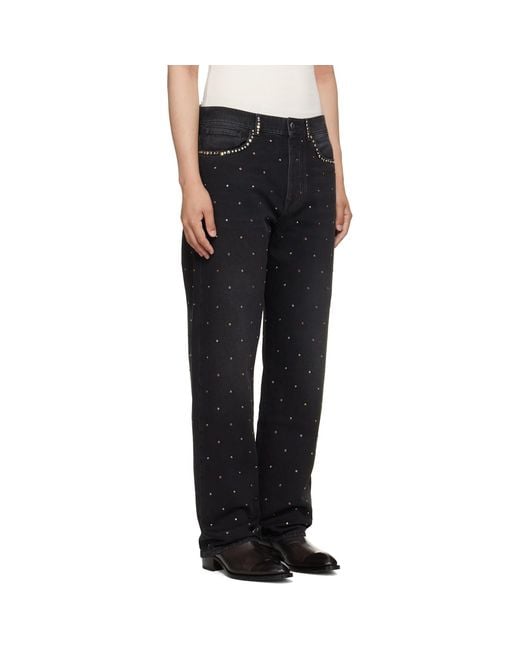 Amiri Black Studs Straight Jeans for men