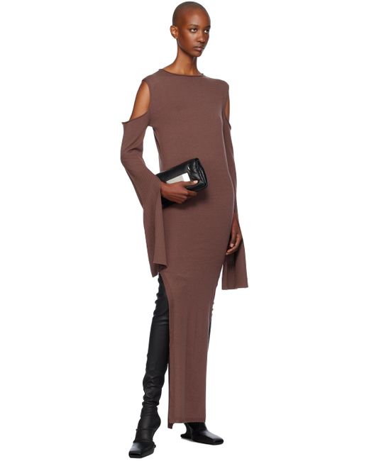 Robe Longue Brune À Manches Cape Rick Owens en coloris Black