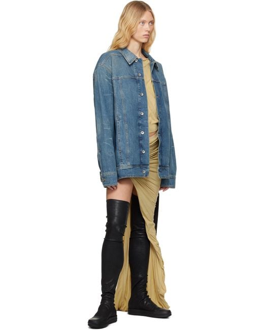 Rick Owens Blue Hollywood Jumbo Worker Denim Jacket