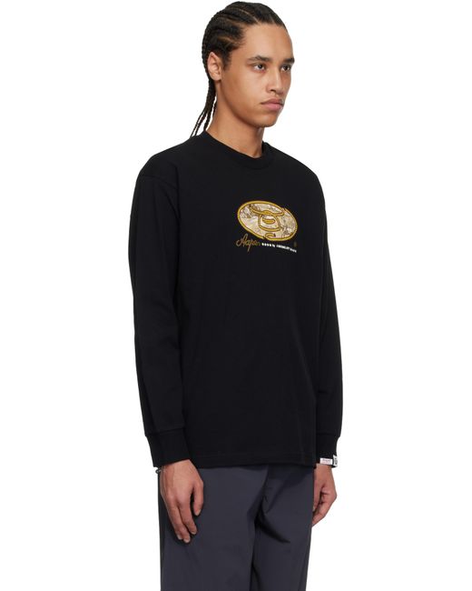 Aape By A Bathing Ape Black 'Aape' Theme Main Long Sleeve T-Shirt for men