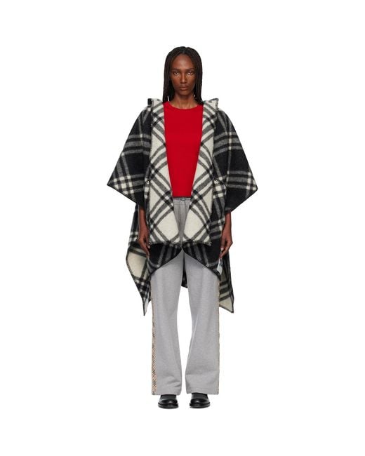 Burberry Black Check Wool Reversible Cape