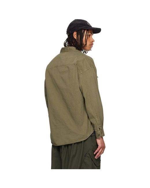 Neighborhood Green Khaki Garment Dyed Shirt for men