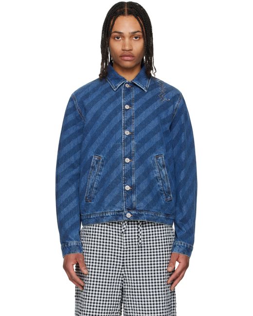 Marni Blue Striped Denim Jacket for men
