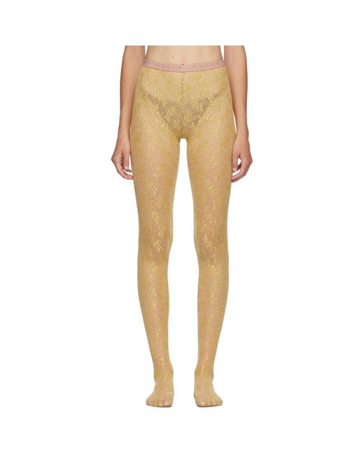 Buy Gucci Gold GG Knit Tights for Women in Oman