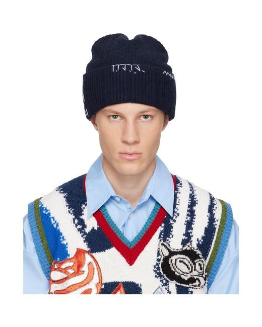 Marni Blue Wool-Cashmere Beanie for men