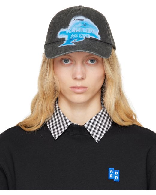 Adererror Black Faded Denim Cap