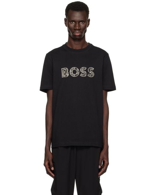 Boss Black Printed Logo T-Shirt for men