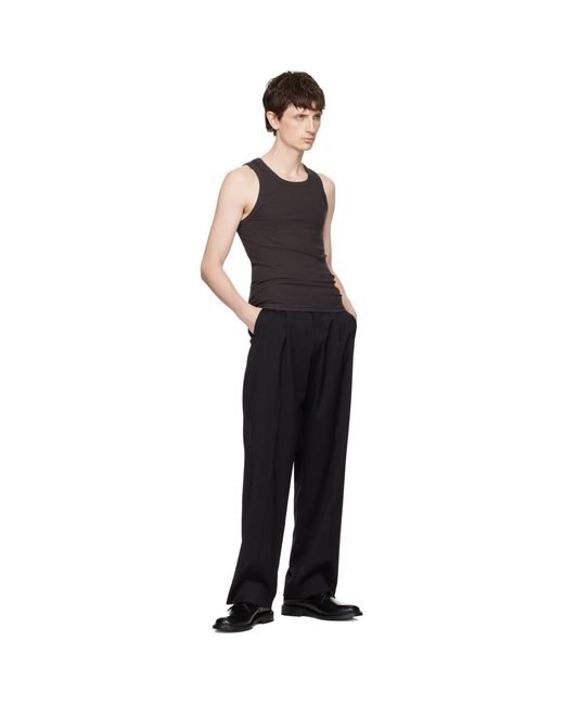 Seventh Black Base Rib Tank Top for men