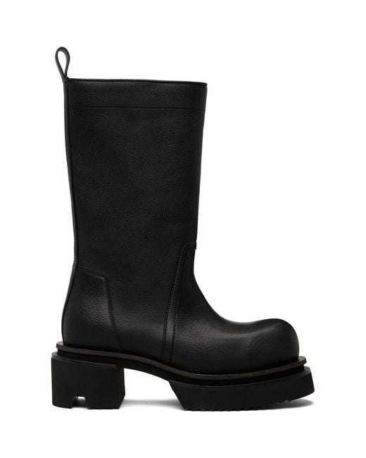 Rick Owens Black Temple Calf Pull On Bogun Boots for men