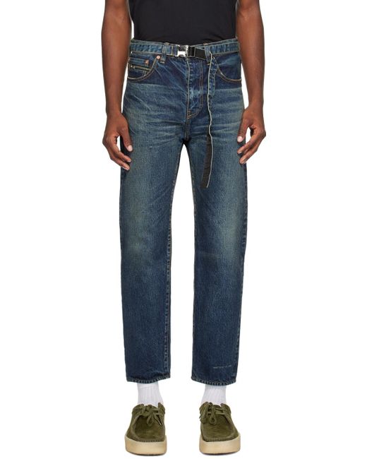 Sacai Blue Belted Jeans for men