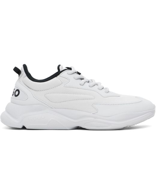 HUGO Black Faux-Leather Sneakers for men