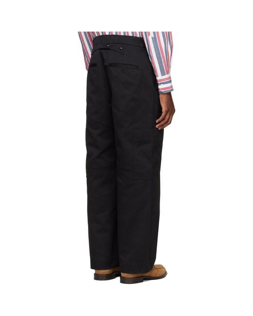 Thom Browne Black Wide Leg Chap Painter Pants for men