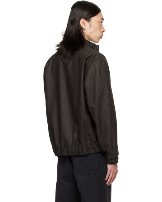 Lacoste Black Wool Harrington Jacket for men