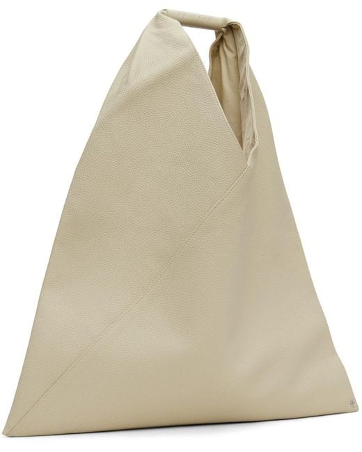MM6 by Maison Martin Margiela Natural Off-white Triangle Classic Small Tote for men