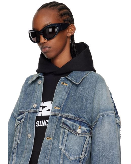 Balenciaga Black Wrap D frame Sunglasses Lyst UK