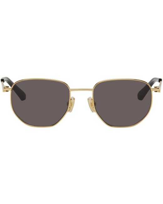 Bottega Veneta Black Gold Round Sunglasses for men