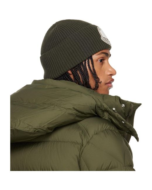 Moncler Green Virgin Wool Beanie for men