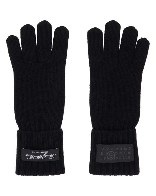 MM6 by Maison Margiela Black Wool-Blend Knit Gloves