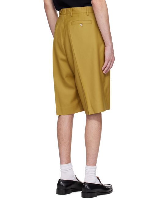 Cmmn Swdn Yellow Ara Deep Pleat Shorts for men