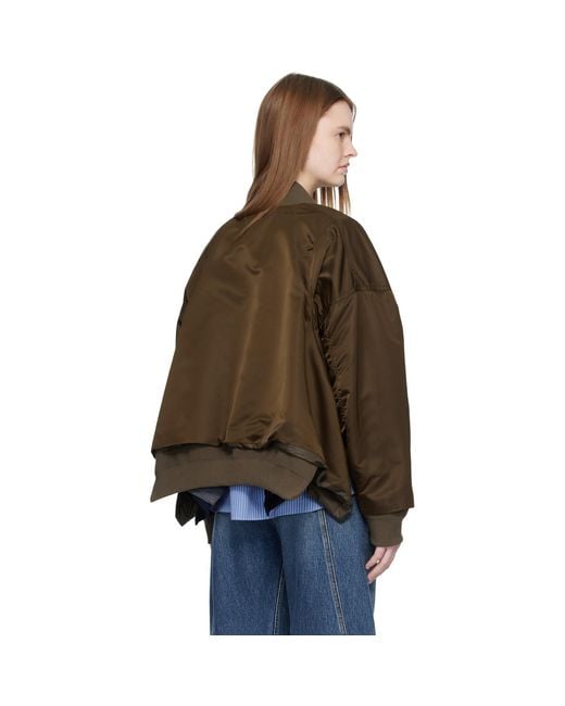 Sacai Brown Nylon Twill Bomber Jacket