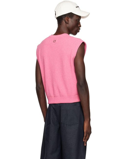 MASU MELANGE V-NECK VEST - JUICY PINK vitzroem.com